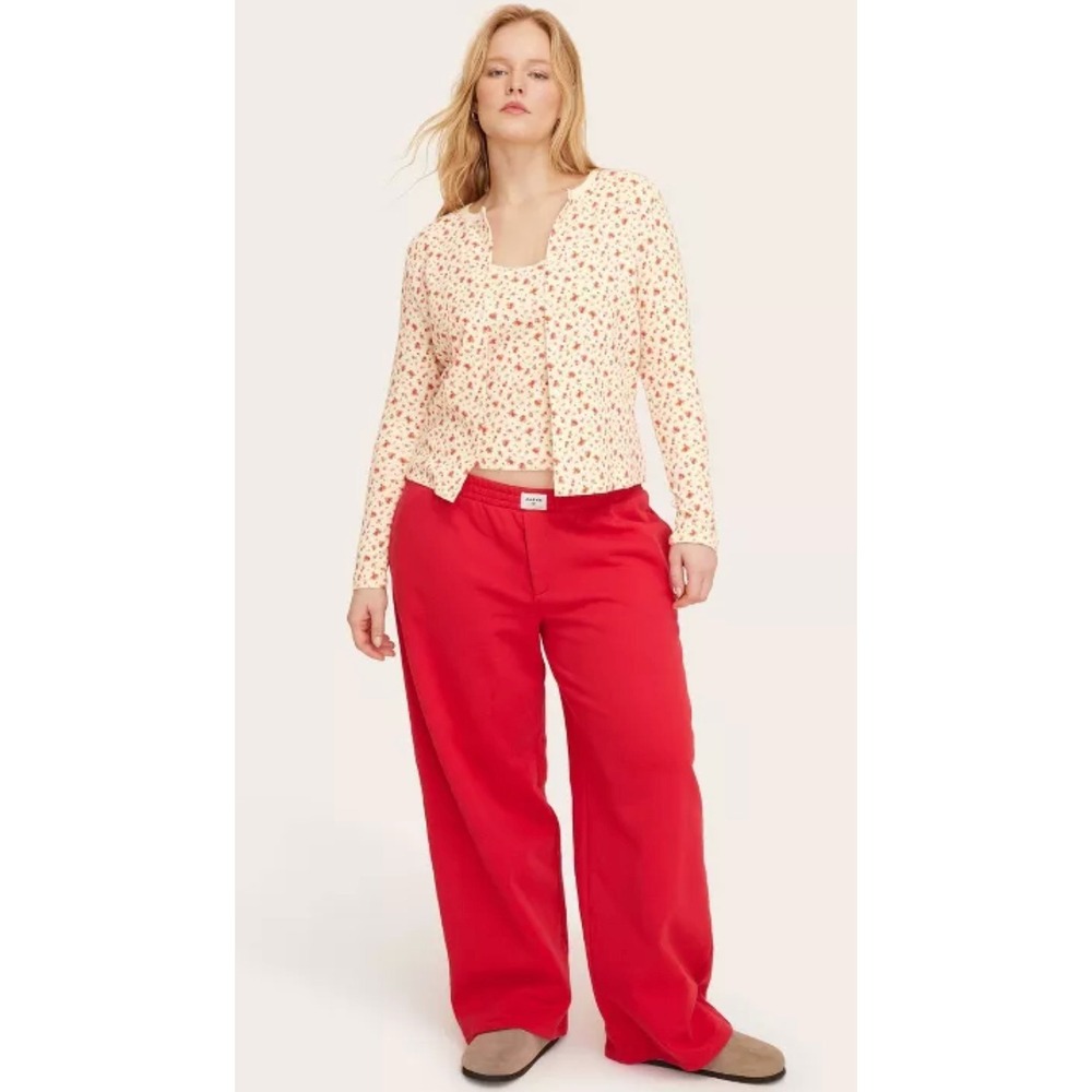 Parke Red High Waisted Boxer Wide Leg Sweatpants Women's Size Small-NEW WITH TAG